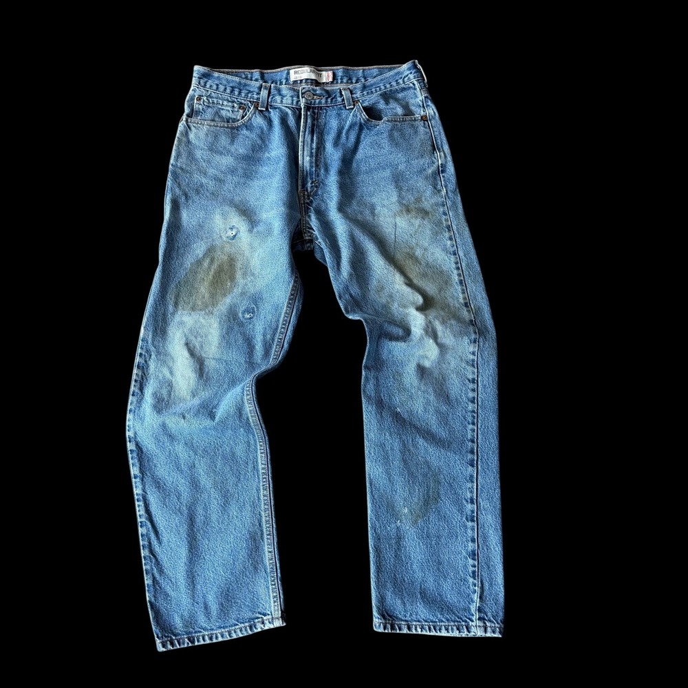 2000's Levis 505 Regular Fit Jeans Blue Denim 32x29 Very Distressed Workwear